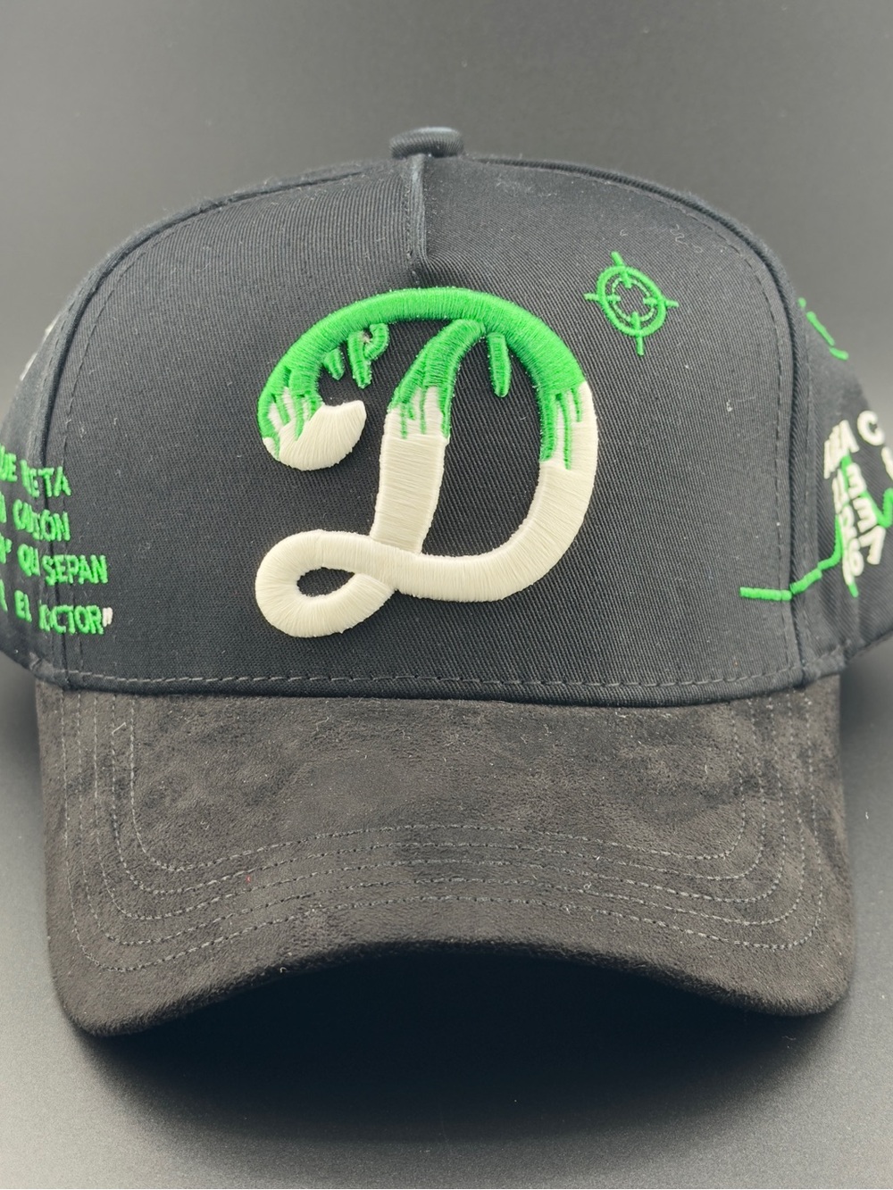 Black & Green Embroidered 'D' Baseball Cap - Unbranded